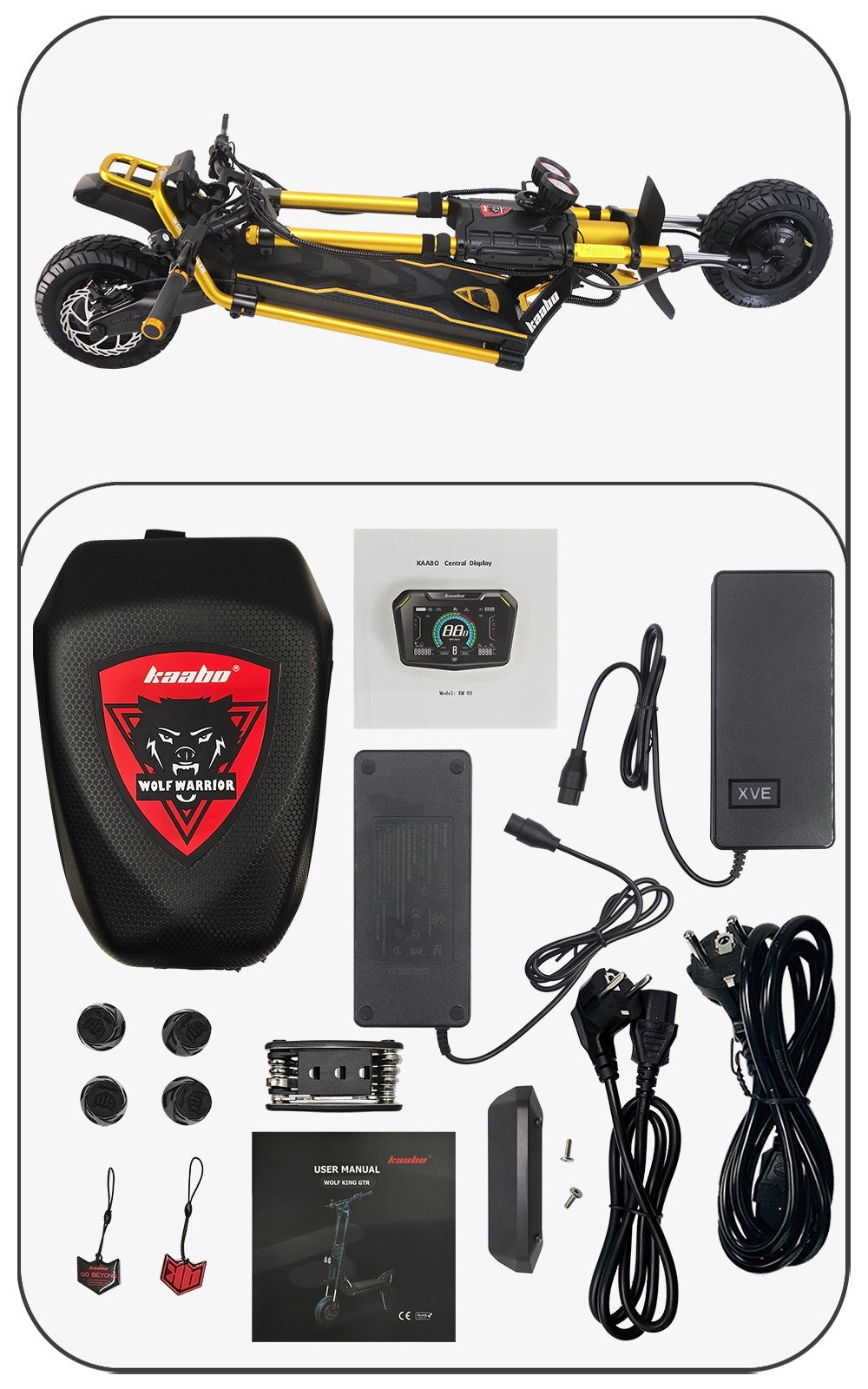 KAABO Wolf King GTR MAX Electric Scooter 2000Wx2 72V 40Ah Central Display Hydraulic brake 12inch