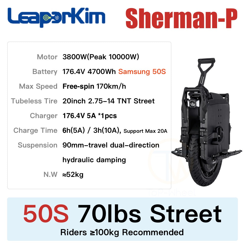 Leaperkim Sherman-P 3800W 4700Wh 176.4V Electric Unicycle ShermanP