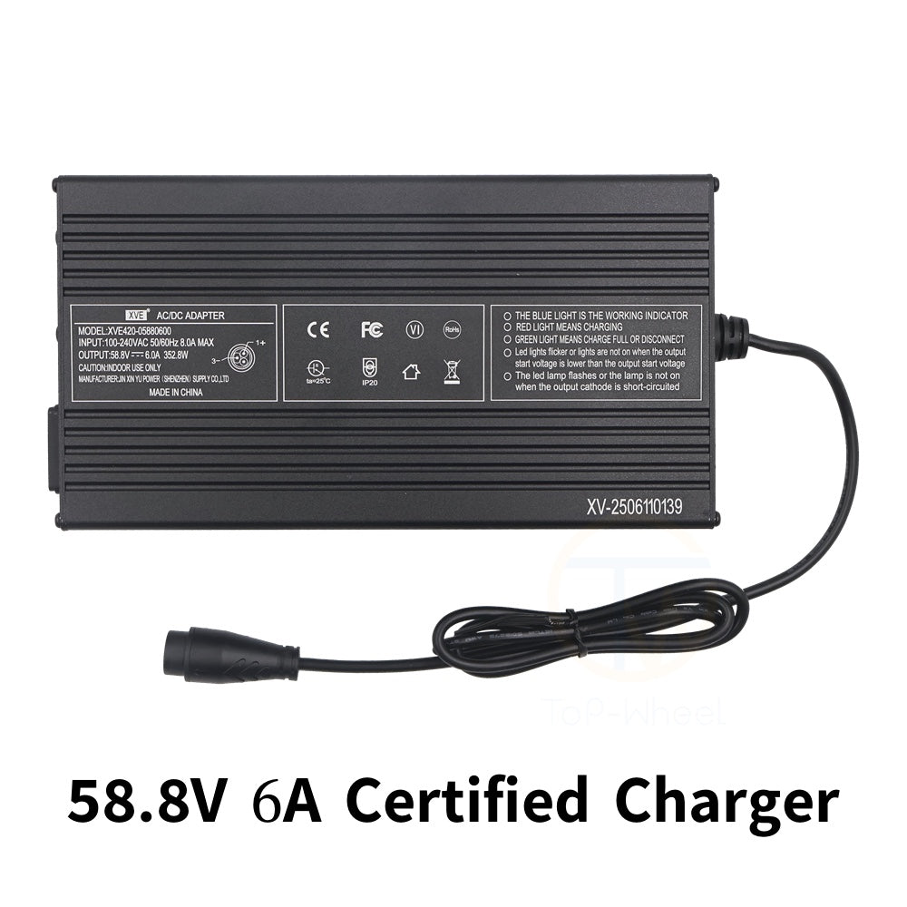 Original 58.8V 6A Quick Charger For TEVERUN 52V Scooter Fighter Mini Charger