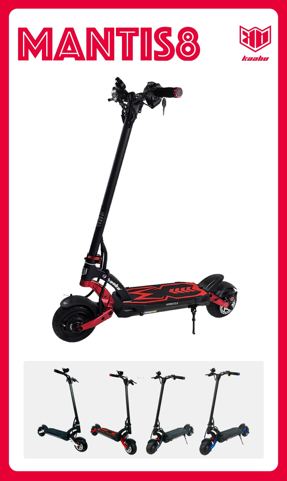 Spain Warehouse: KAABO Mantis8 Pro+ Electric Scooter - 800W*2 48V24.5Ah