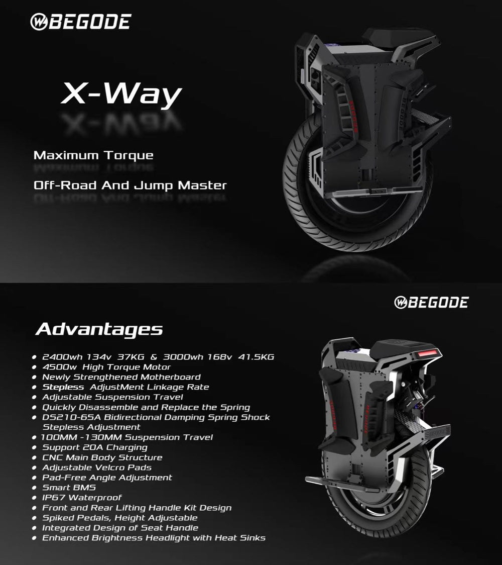 Begode X-Way Unicycle - 4500W C38 HT 168V 3000Wh 20inch