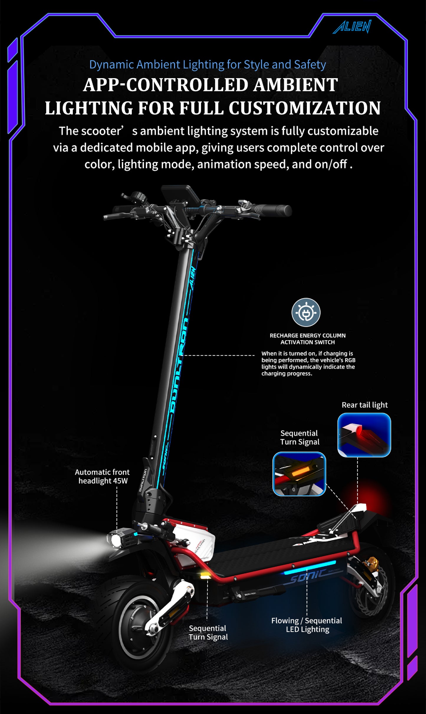 DUALTRON SONIC Model A ALIEN 72V 40Ah 2500W*2 Dual Motor Electric Scooter