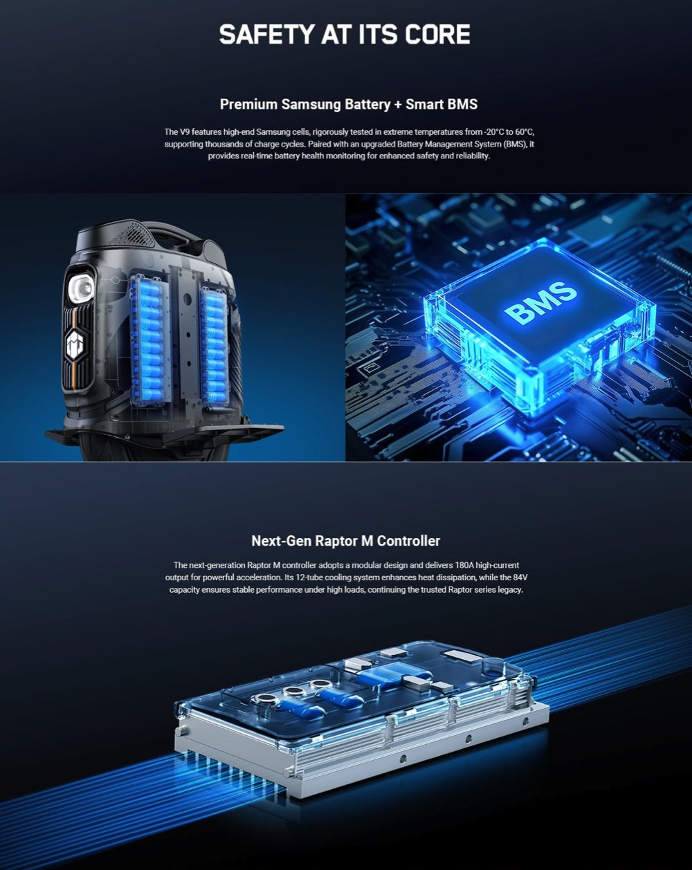 New INMOTION V9 Electric Unicycle - 1000W 84V750Wh 16inch (formerly known as E25)
