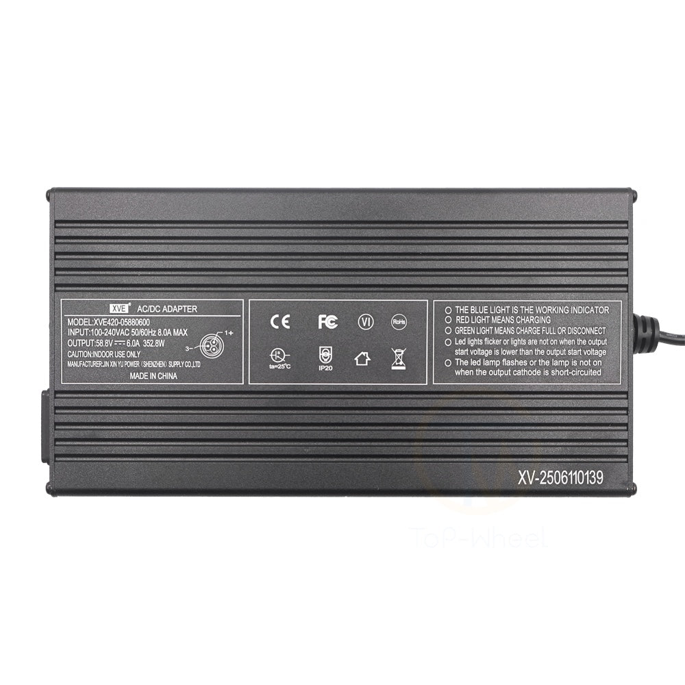 Original 58.8V 6A Quick Charger For TEVERUN 52V Scooter Fighter Mini Charger