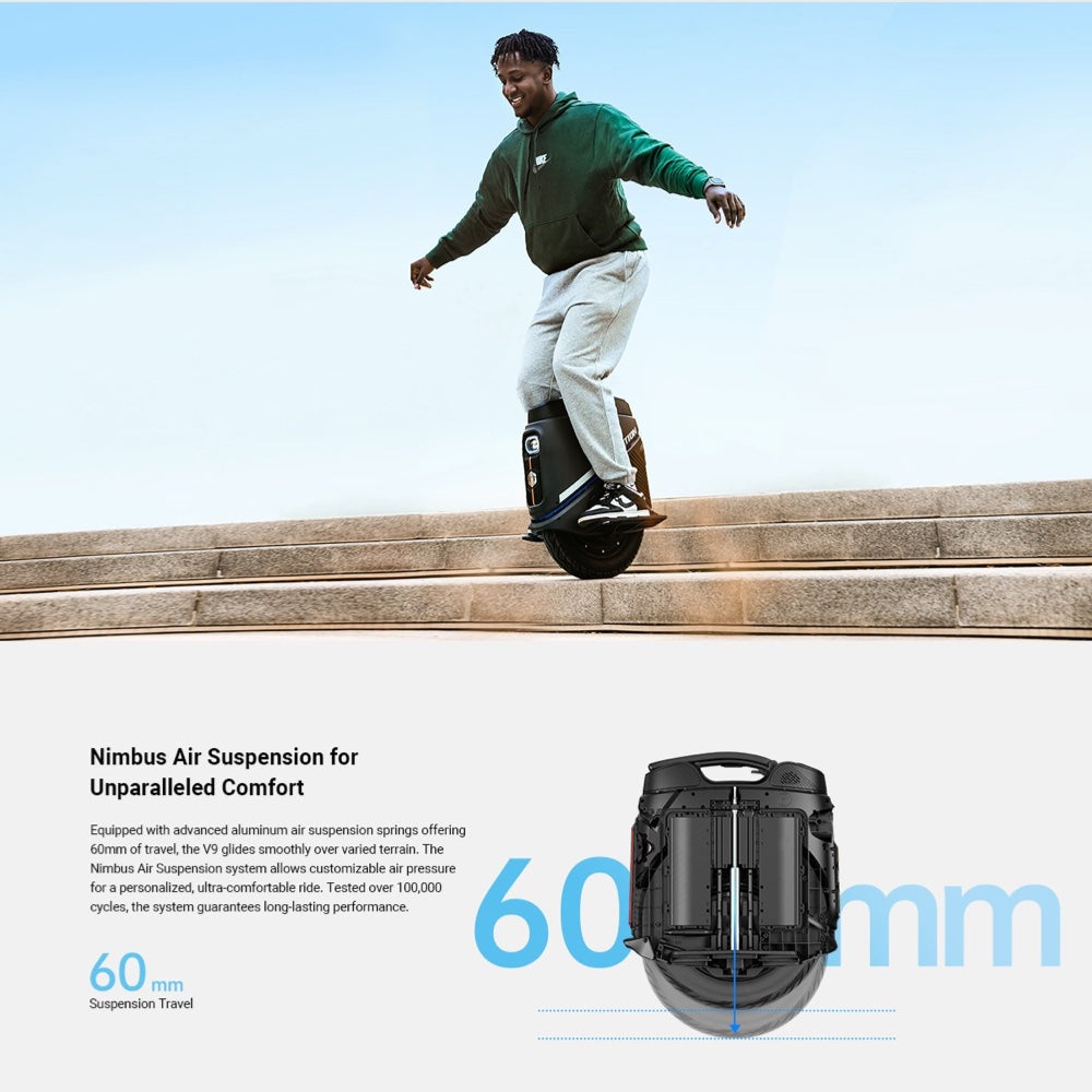 New INMOTION V9 Electric Unicycle - 1000W 84V750Wh 16inch (formerly known as E25)