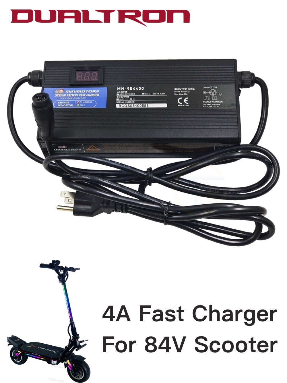 DUALTRON 95.45V 4A Quick Charger with Display (KN Port Certified Water ...