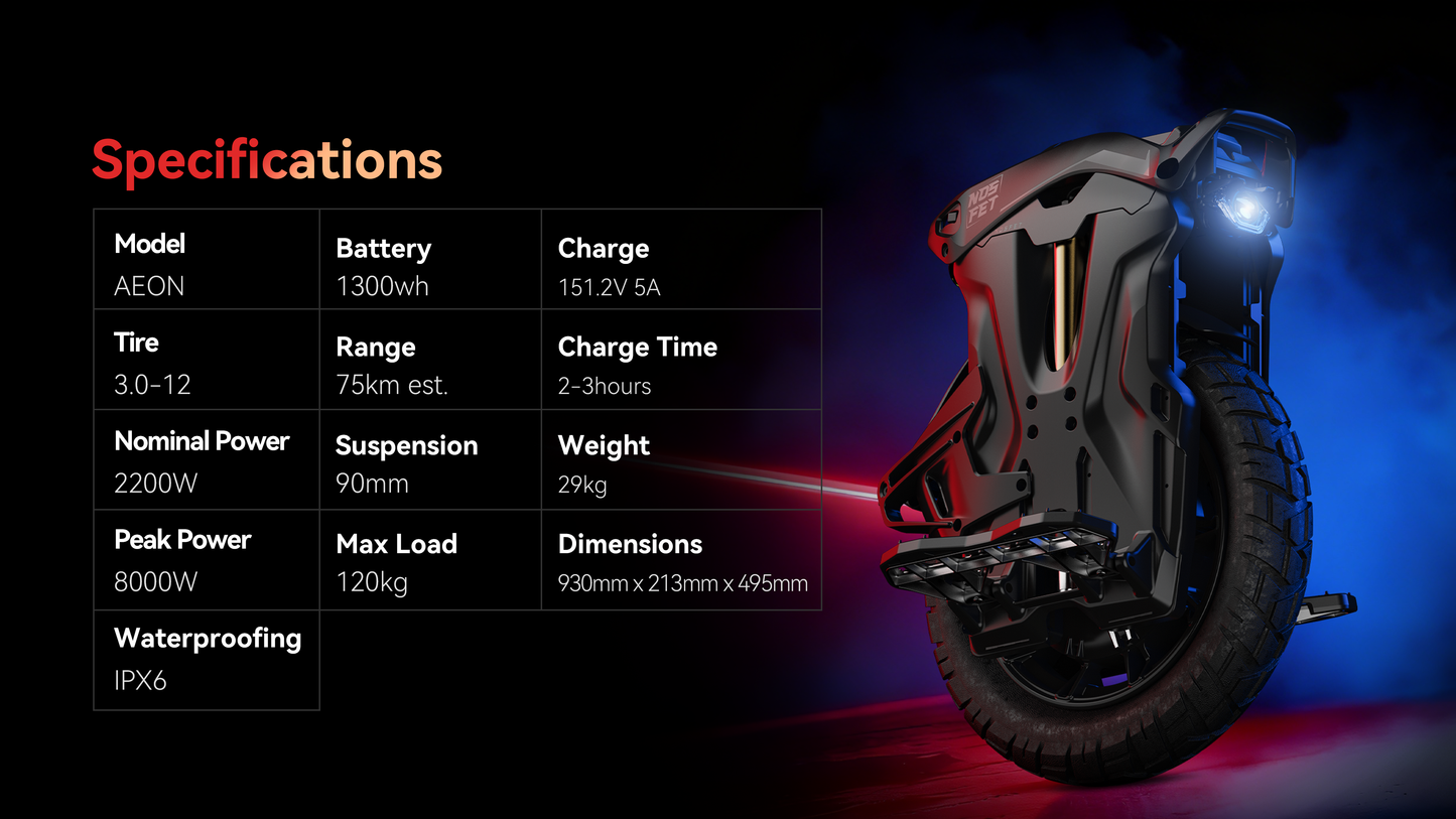 NOSFET AEON Electric Unicycle : All-Terrain / Street / Off-Road