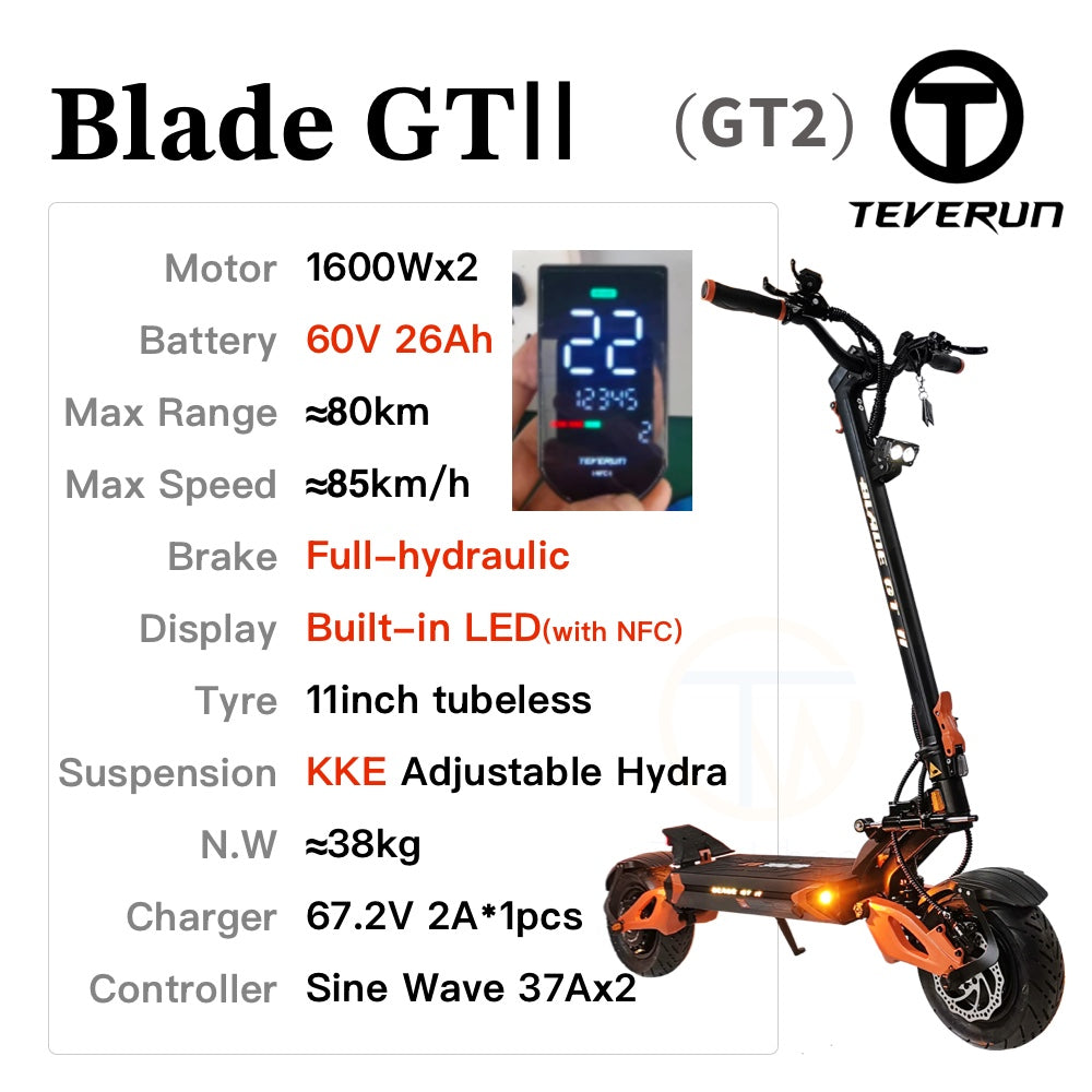 TEVERUN BLADE GT II - 11inch 1600W*2 60V 26Ah Smart BMS KKE Full Hydraulic (Blade GT2)