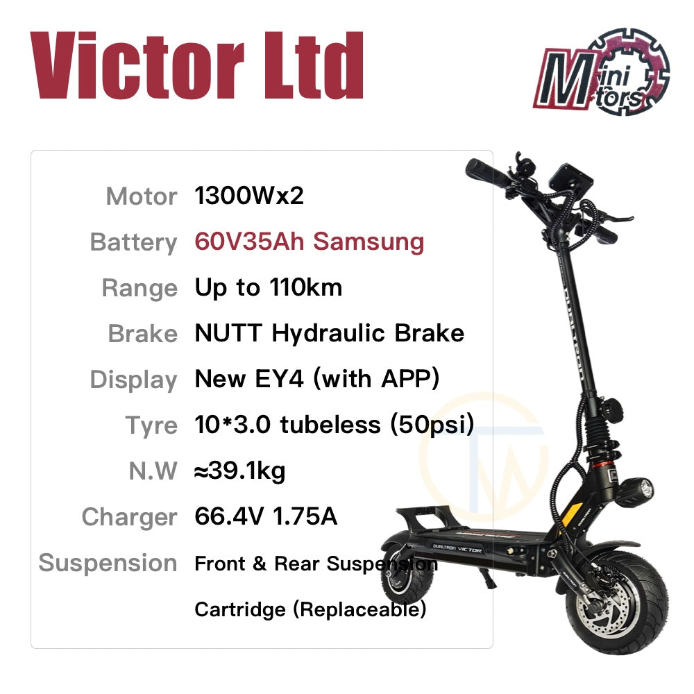 DUALTRON Victor Ltd Electric Scooter 1300W*2 60V 35Ah Samsung 10inch tubeless