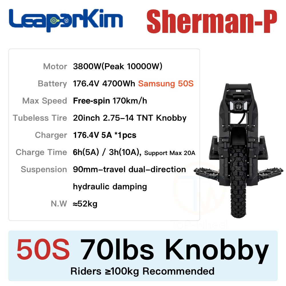 Leaperkim Sherman-P 3800W 4700Wh 176.4V Electric Unicycle ShermanP