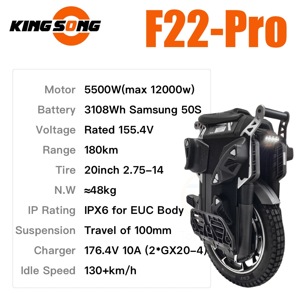 Kingsong F22 Pro Electric Unicycle (20inch 5500W 3108Wh Samsung 50S)