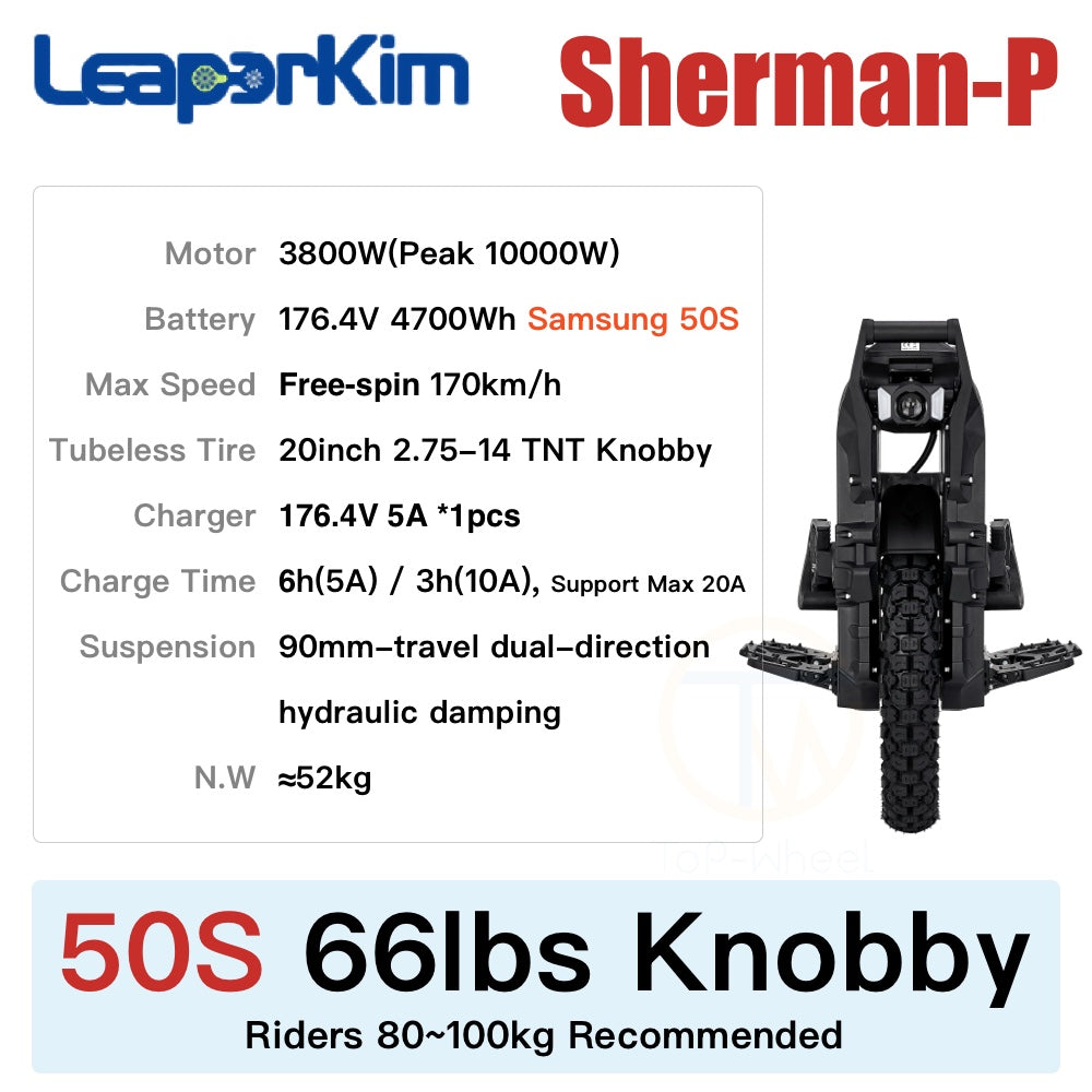 Leaperkim Sherman-P 3800W 4700Wh 176.4V Electric Unicycle ShermanP