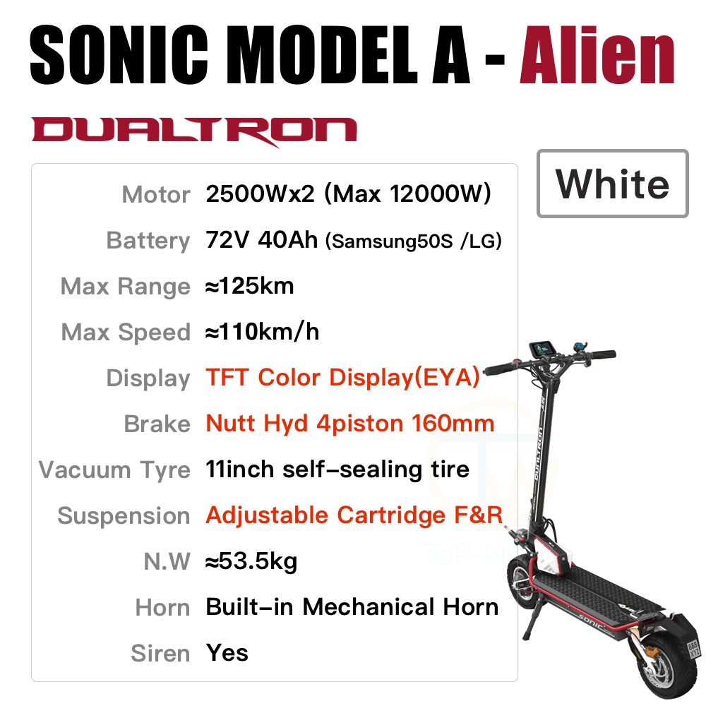 DUALTRON SONIC Model A ALIEN 72V 40Ah 2500W*2 Dual Motor Electric Scooter