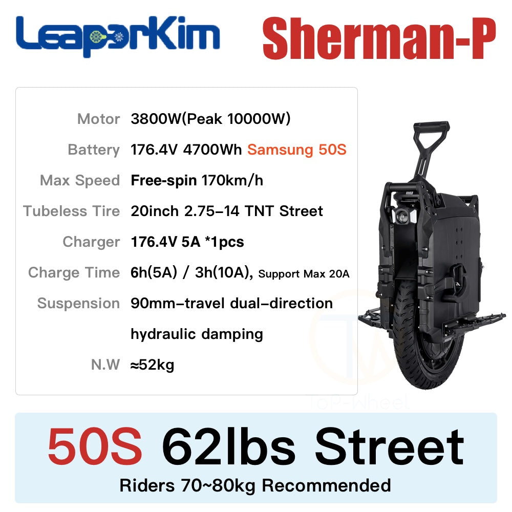 Leaperkim Sherman-P 3800W 4700Wh 176.4V Electric Unicycle ShermanP