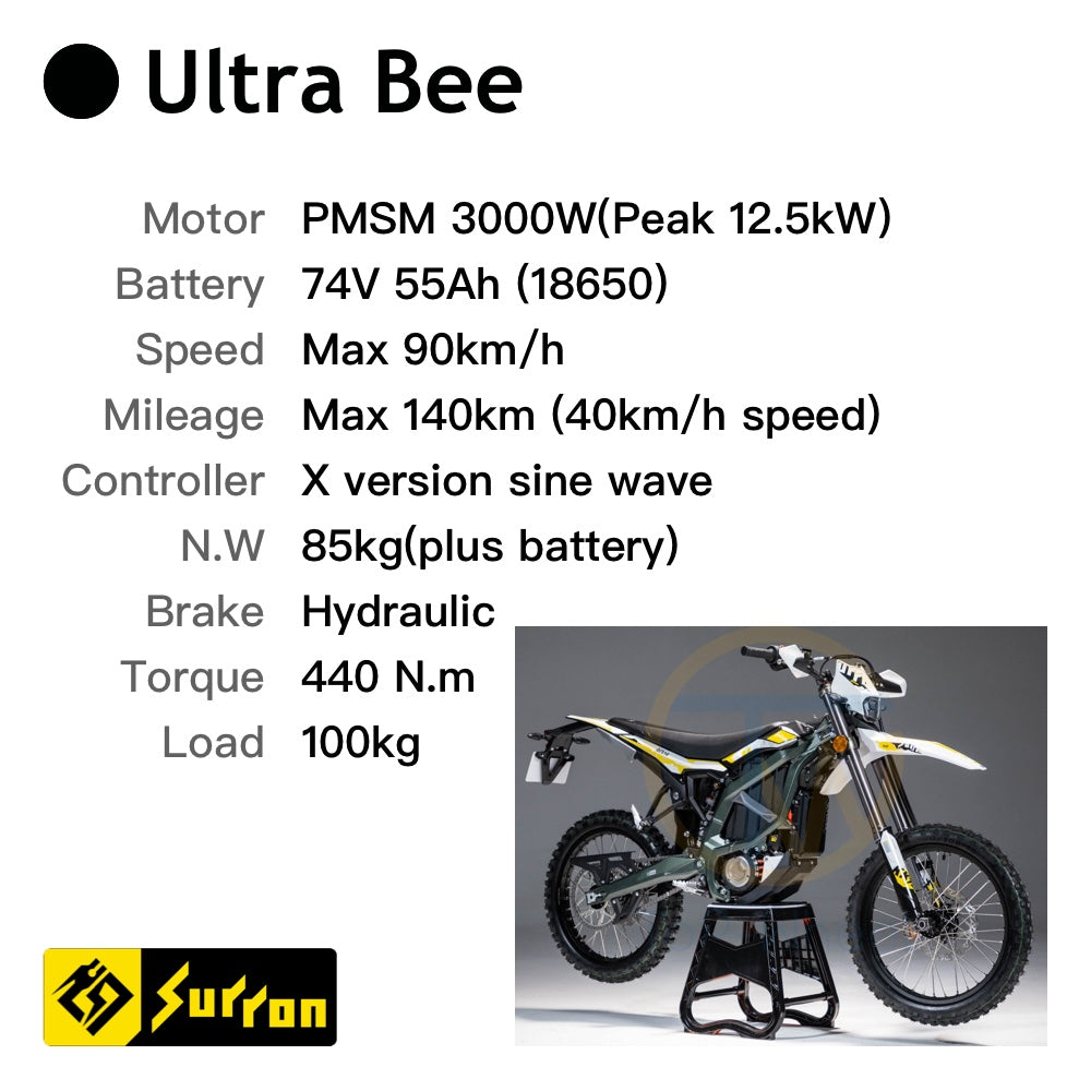 Surron Ultra Bee Electric Bike - Off-road 74V 55Ah Battery Peak Power 12.5kW Top Torque 440N.m 140km 3000W