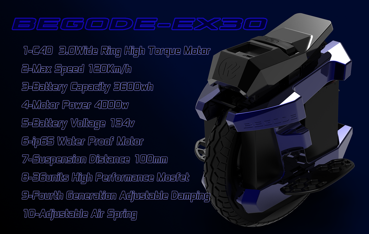 Begode EX30 - 20inch 4000W 134.4V 3600WH