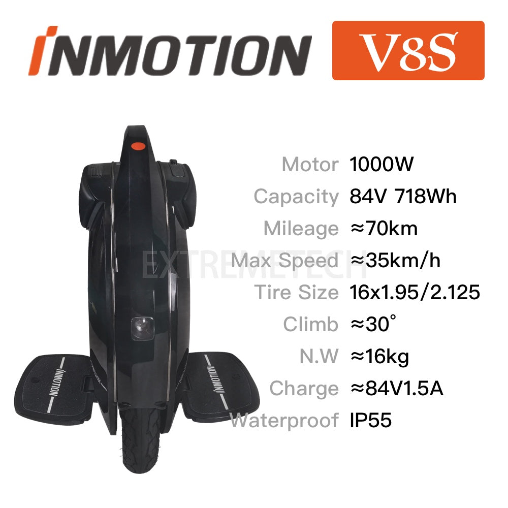 Inmotion V8 Box INMOTION V8S - 16inch 1000W 84V 718Wh – Top-wheel